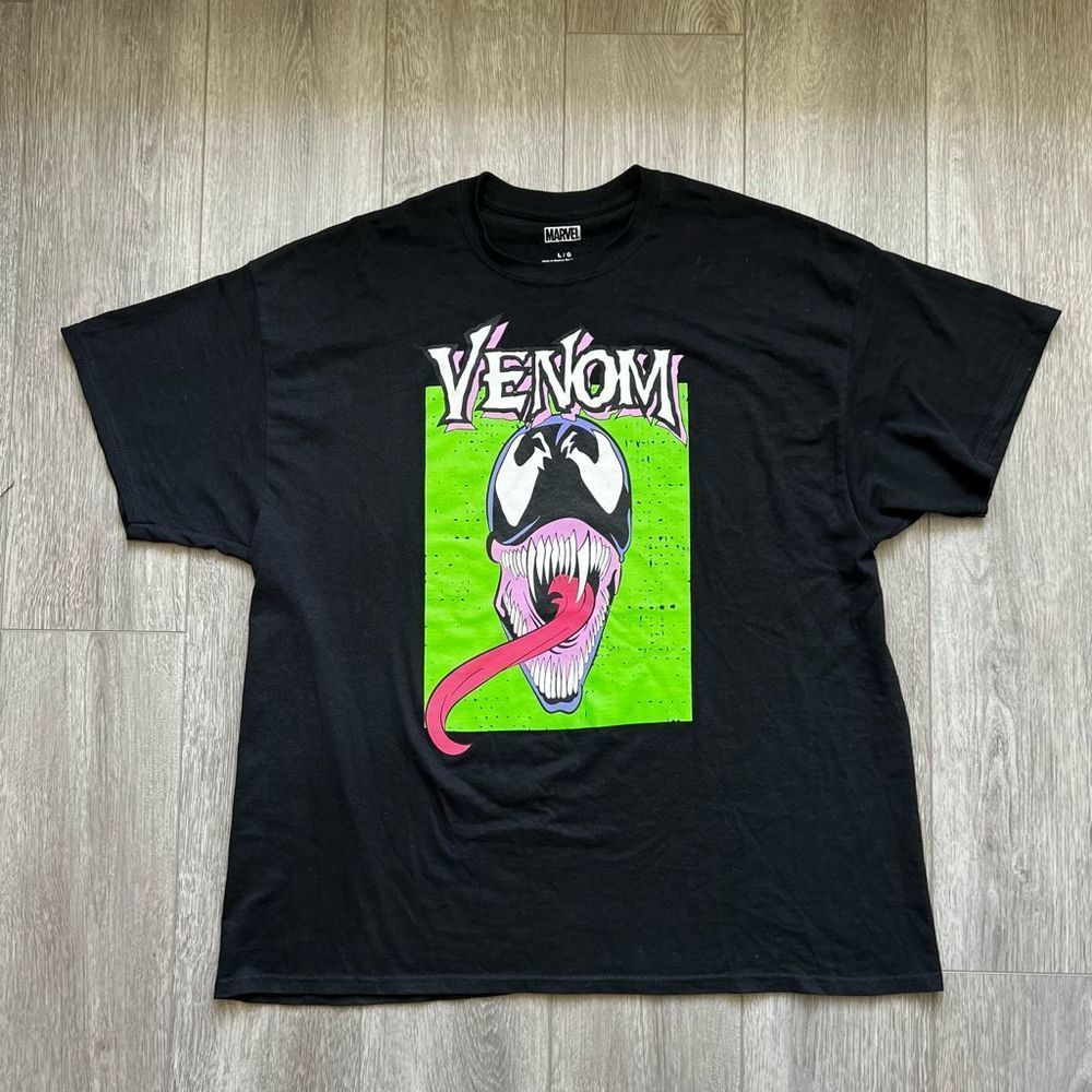 Marvel Venom Comic Book Graphic T-shirt Shirt Black Green Mens Large